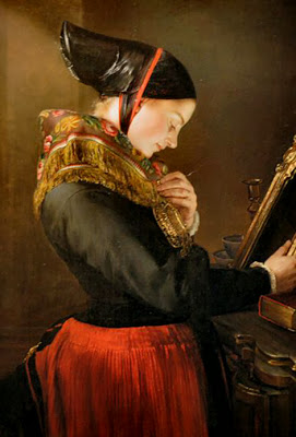 jerichau-baumann, elizabeth--una-chica-frente-al-espejo-pintores-y-pinturas-juan-carlos-boveri